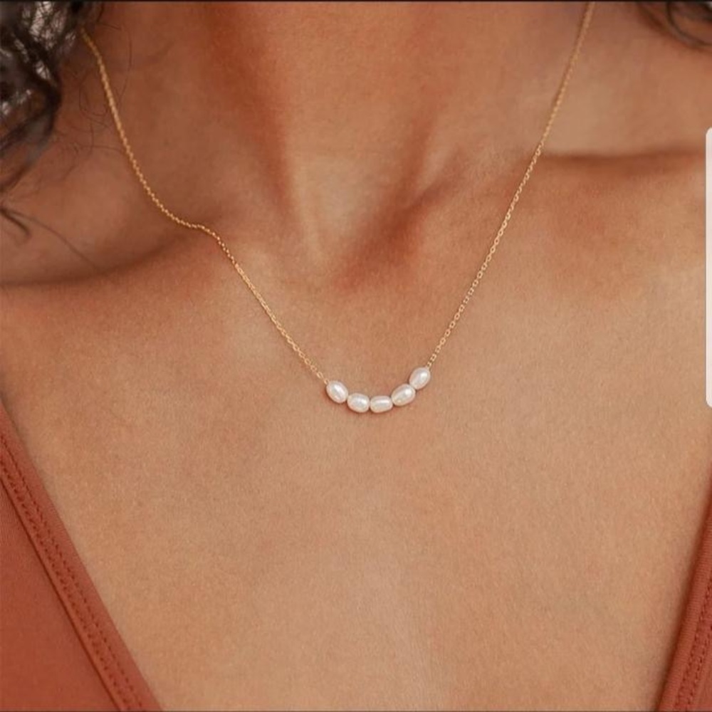 14k Gold Plated Chain Natural Freshwater Pearl